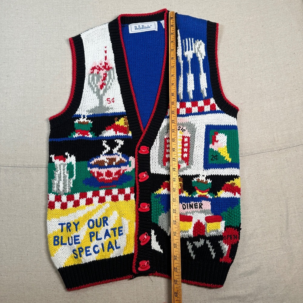 BellePointe Vintage 50s Diner Novelty Sweater Knit Vest  Medium Grandma Granny - Picture 5 of 6